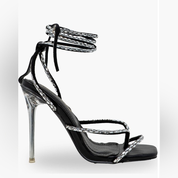 New! Chase & Chloe Elegant Black and Silver Women's Stilettos Size 9 - Picture 4 of 6